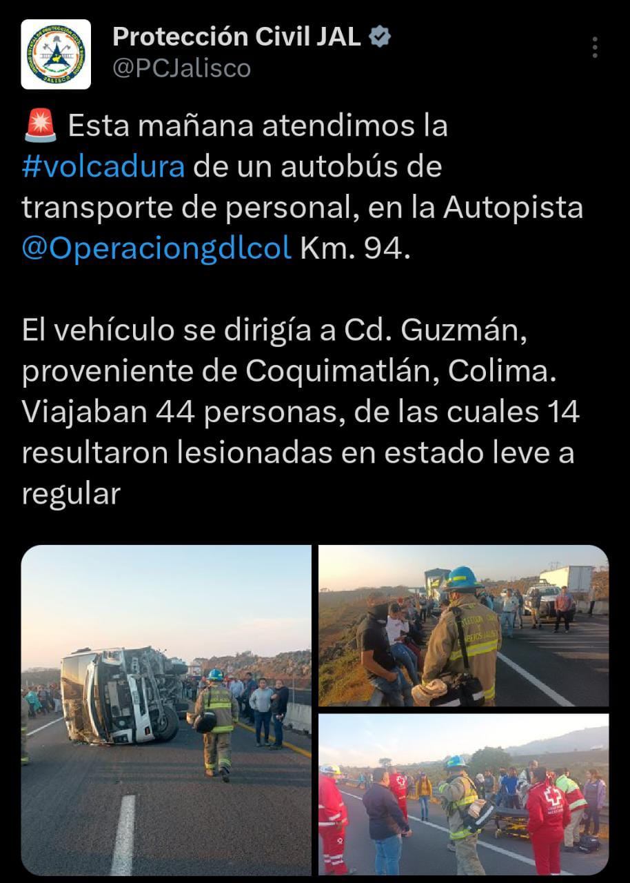 Accidente de autobús deja múltiples heridos en autopista de México 
