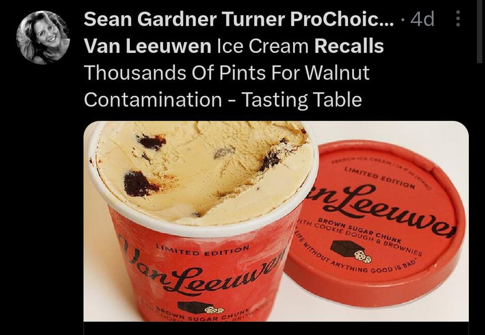 Recall de helado de Van Leeuwen por presentar peligro de alergias