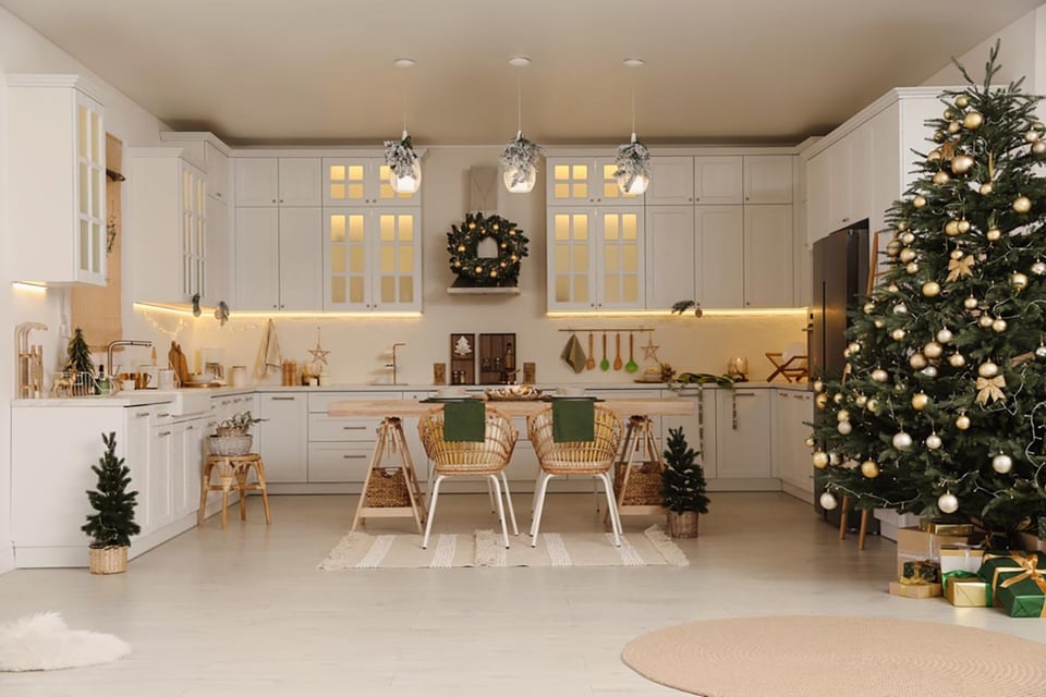 cocina, decorado, navidad, diseño de interiores, invierno