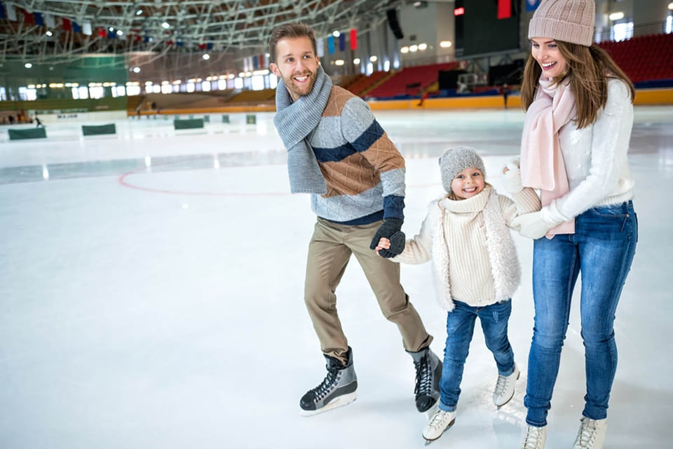patinaje sobre hielo, actividad, familia, vacaciones, deportes