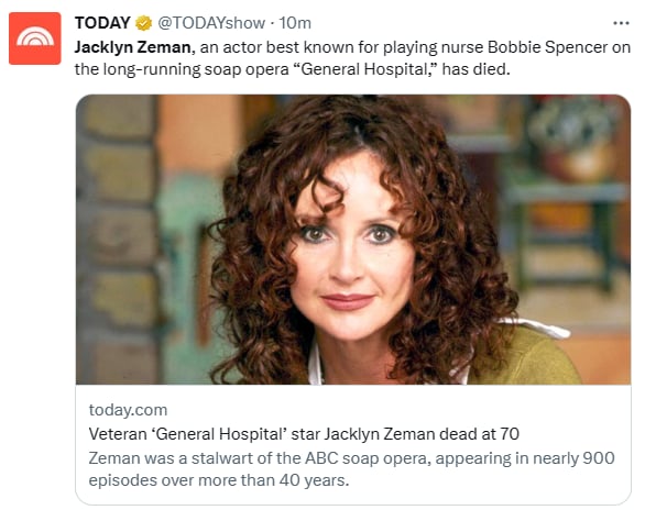 Muere Jacklyn Zeman