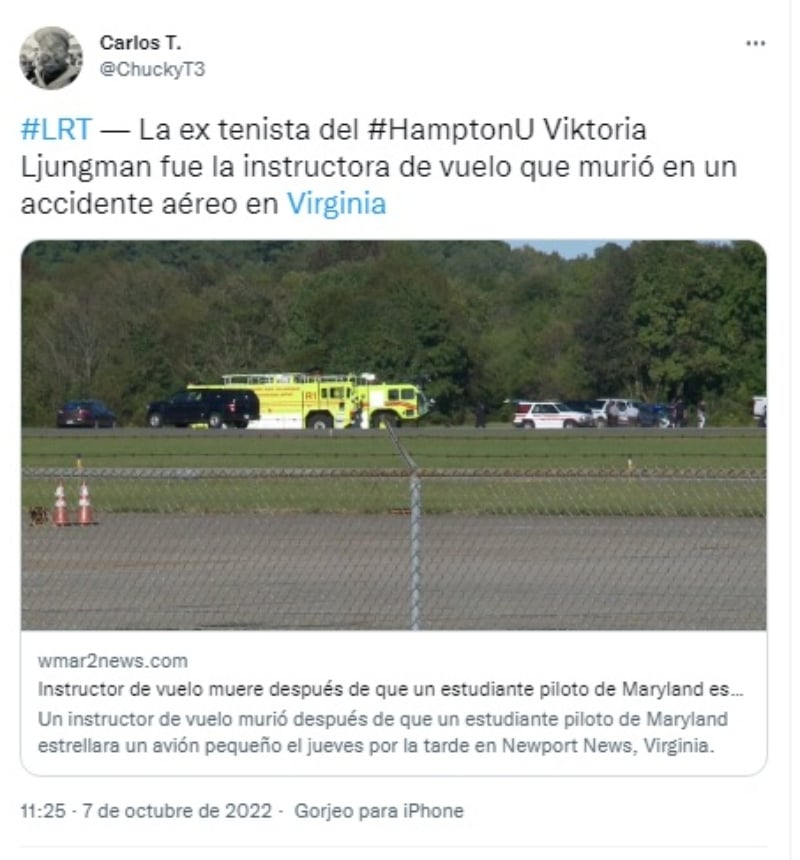Accidente aéreo en Virginia termina en tragedia