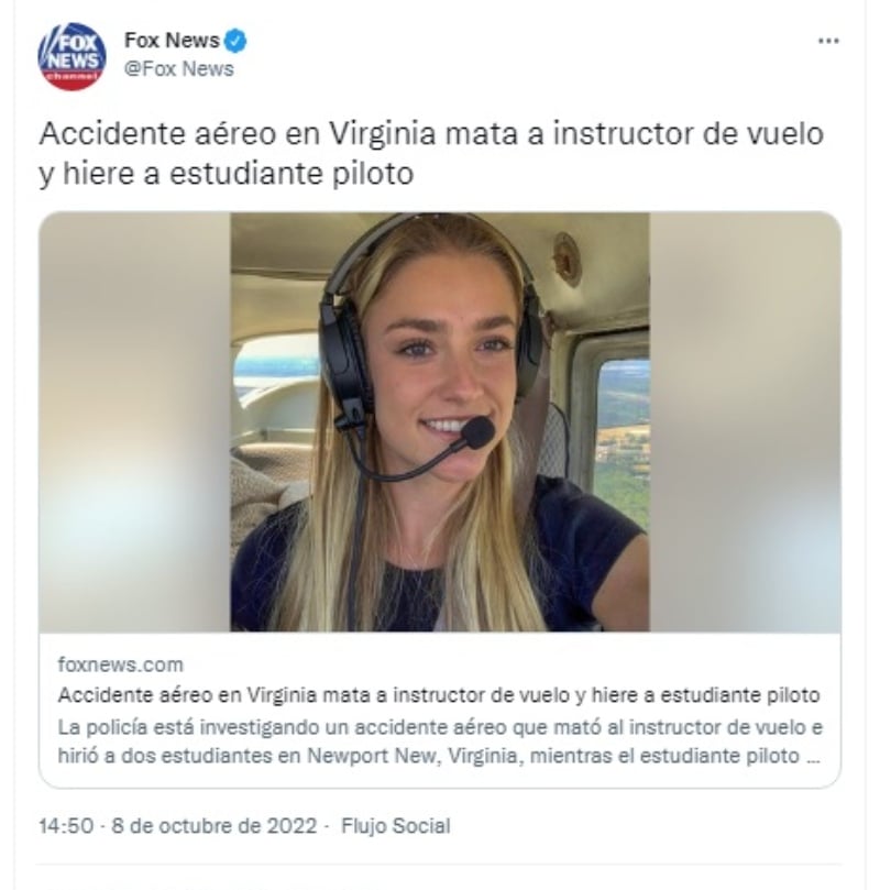 Accidente aéreo en Virginia: Identifican a los pasajeros