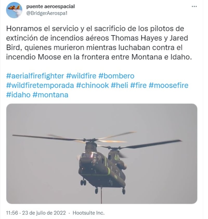 Mueren tripulantes de helicóptero en accidente en Idaho