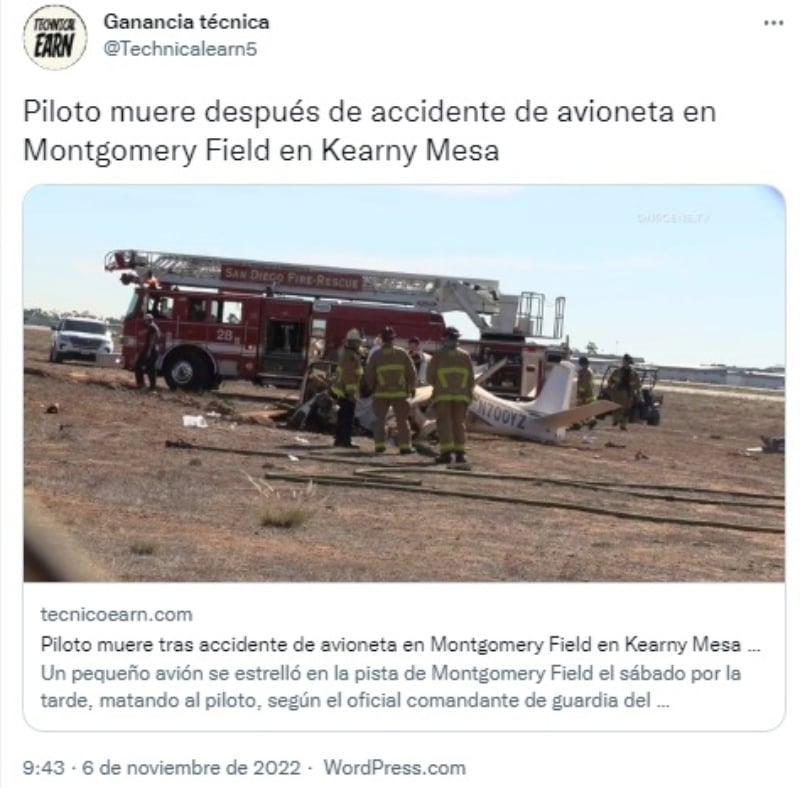 Muere piloto accidente aéreo: "Hay combustible en el suel"