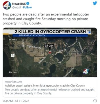 muertos accidente helicóptero Florida