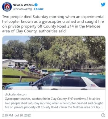 muertos accidente helicóptero Florida