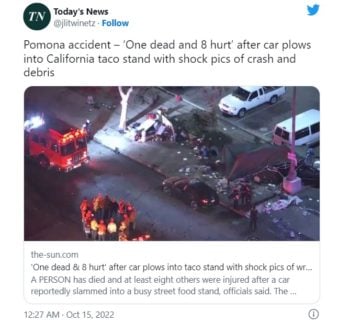 Auto se estrella contra puesto de tacos California