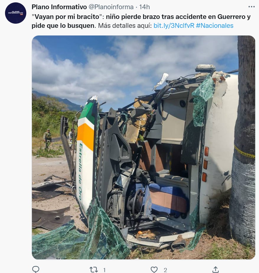 Accidente Guerrero niño bracito