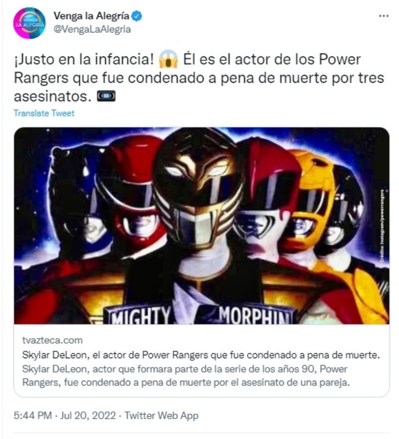 El actor Skylar DeLeon fue condenado a muerte