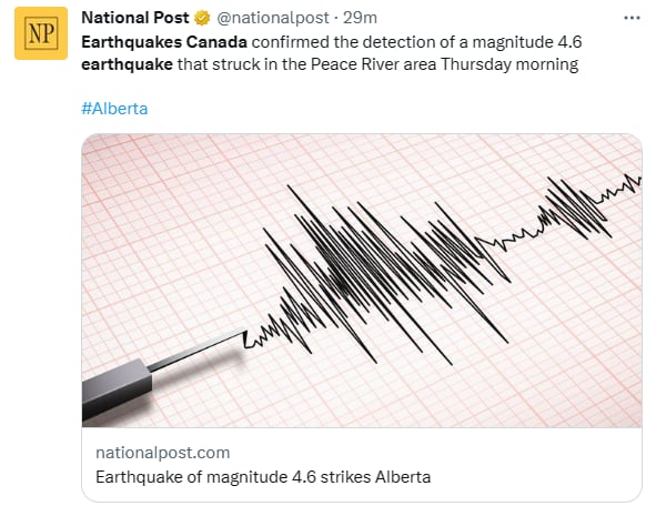 Sismo Alberta Canadá