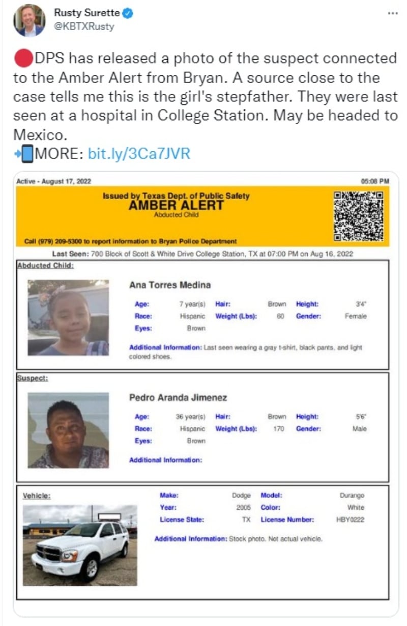 Alerta amber Ana Cristina Torres Medina: Su padrastro posible sospechoso