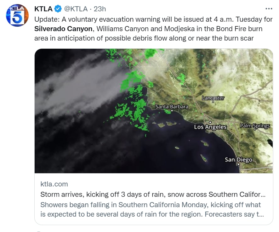 Órdenes evacuación Silverado Canyon