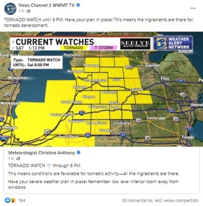 Tornado Watch for Multiple Counties in Indiana, Illinois, and Michigan
