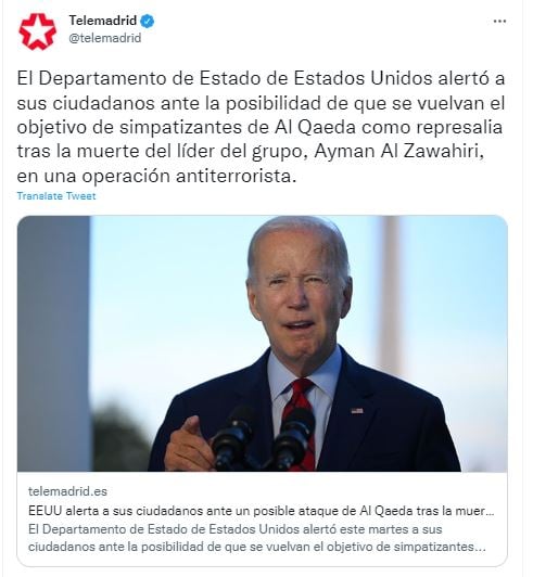 EEUU alerta de posibles represalias tras matar a líder de Al Qaeda