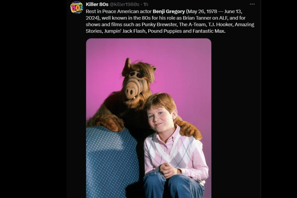 Benji Gregory, muerte, ALF, actor, MundoNOW