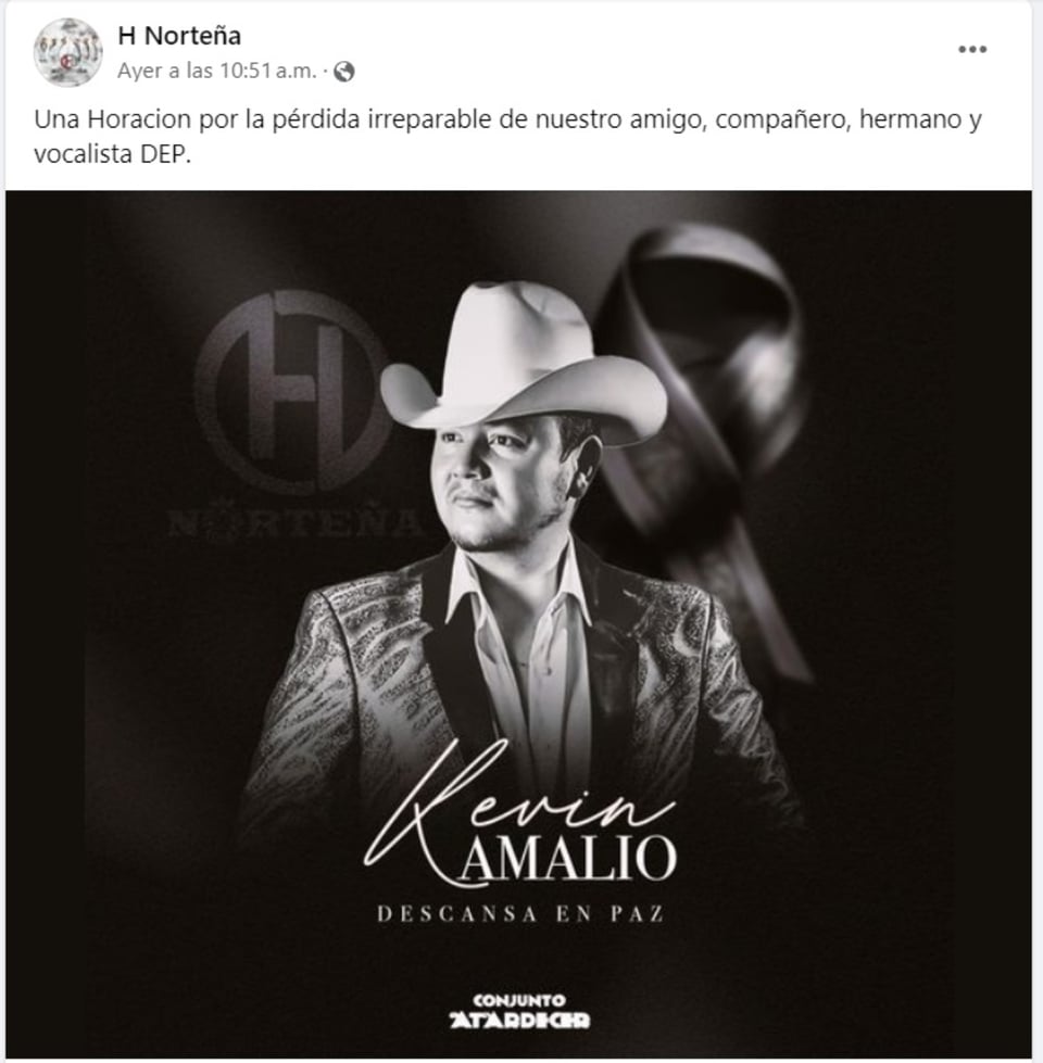 stepsons singer H Norteña, farewell, social networks, Facebook, MundoNOW
