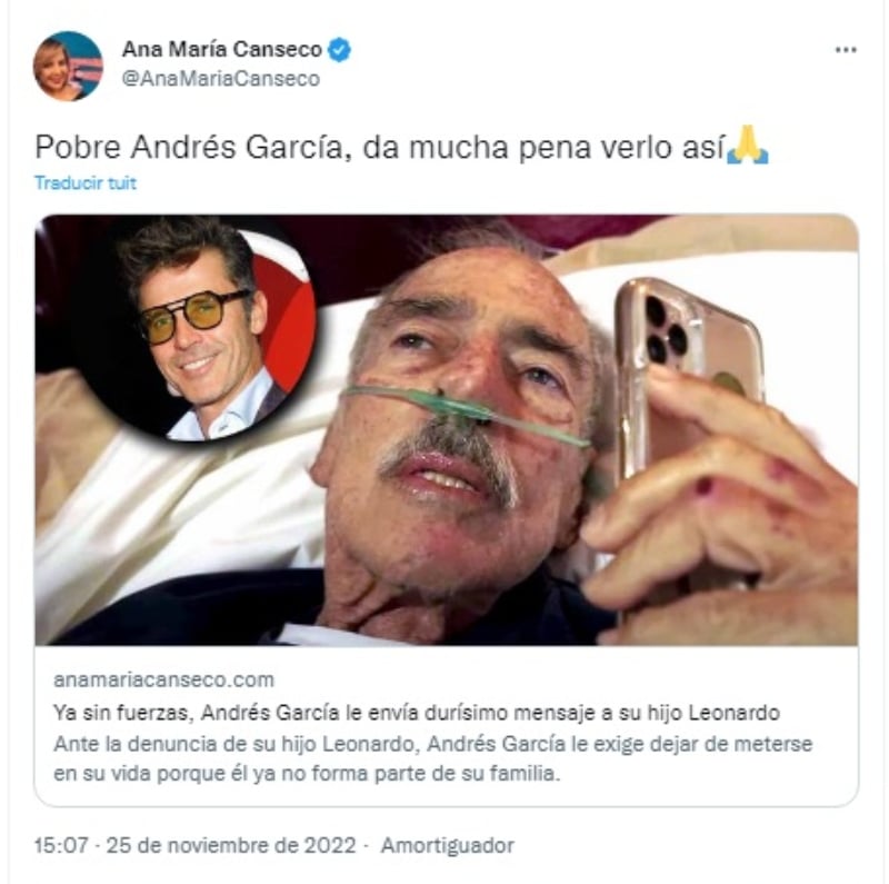 Andrés García arremete hijo: Le dice hasta lo que no