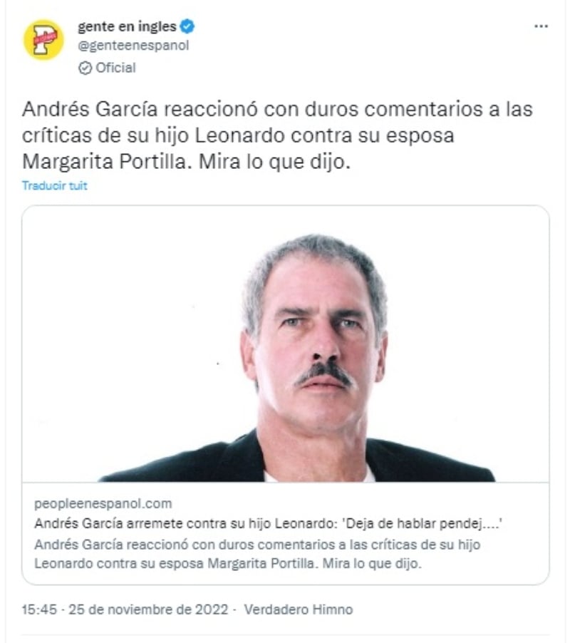 Andrés García arremete contra su hijo