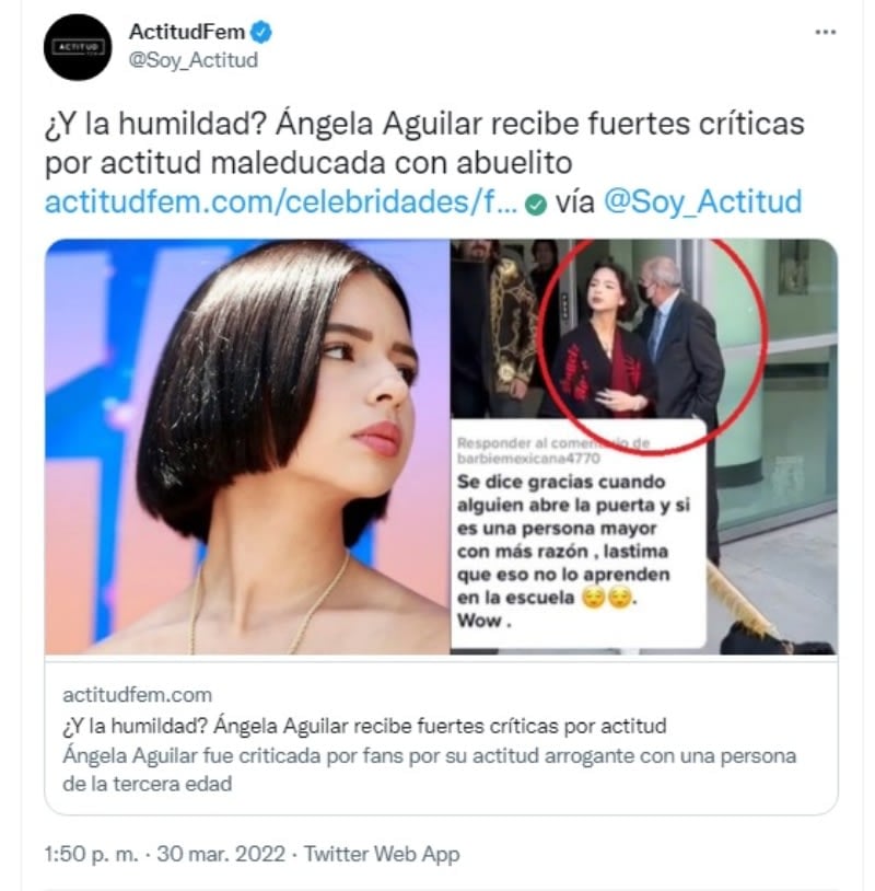 Ángela Aguilar rude adult: Ignores a good man