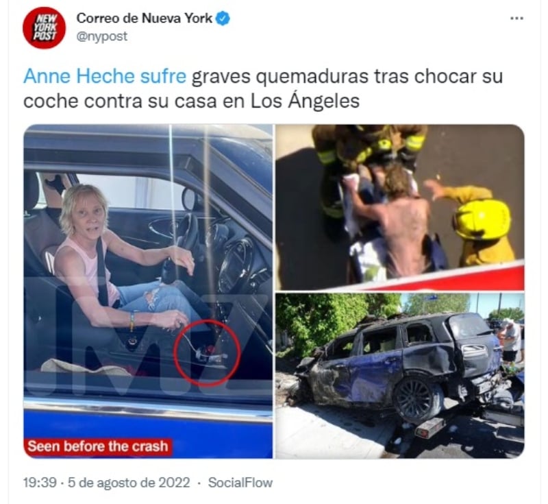 Anne Heche suffered a serious accident