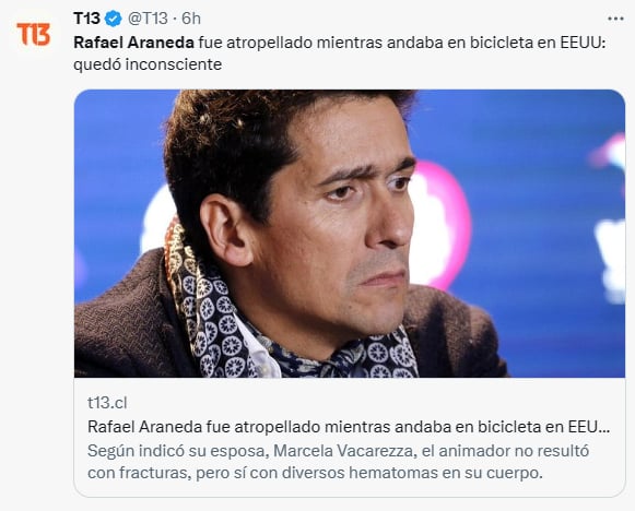 Rafael Araneda Enamorándonos accidente