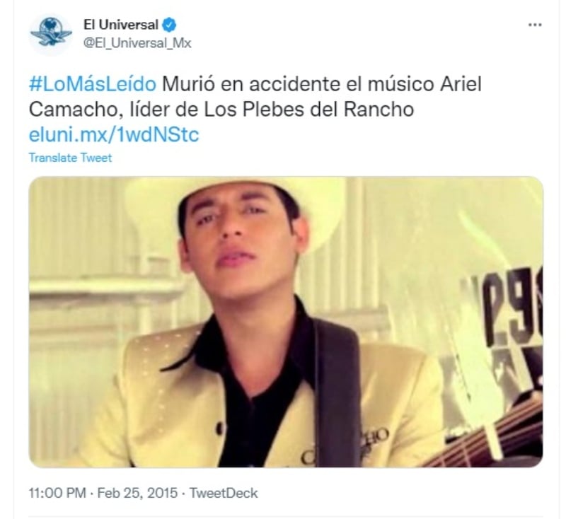 Edad murió Ariel Camacho: Un accidente acabó con su vida