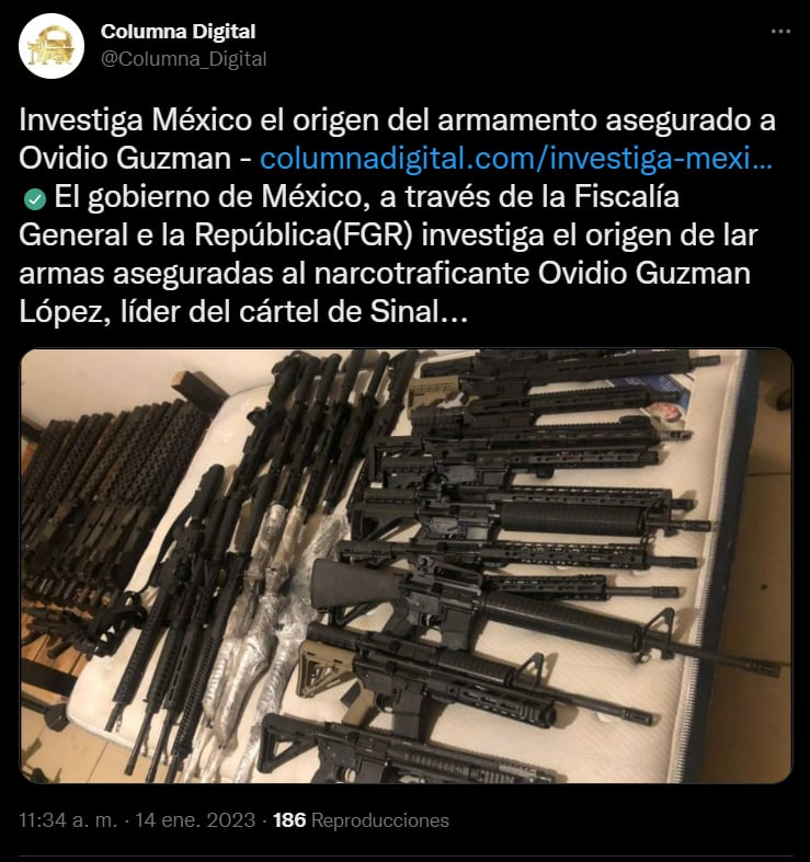 Ovidio had weapons from the Mexican Force in his possession