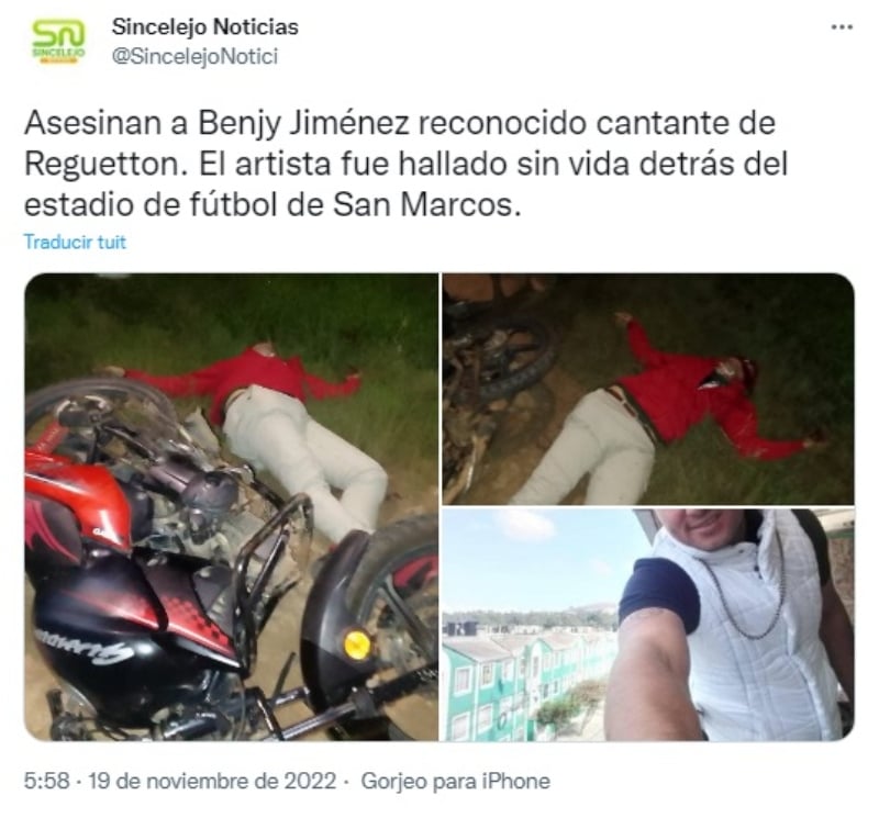 Asesinan cantante Benjy Jiménez: Le dispararon en varias ocasiones
