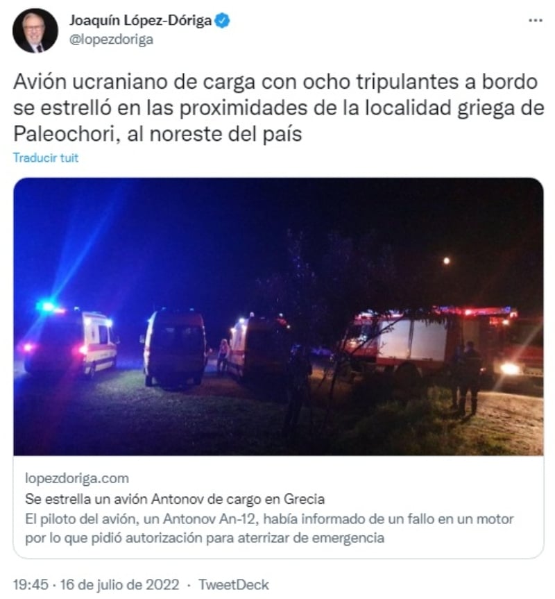 La aeronave se prende en llamas