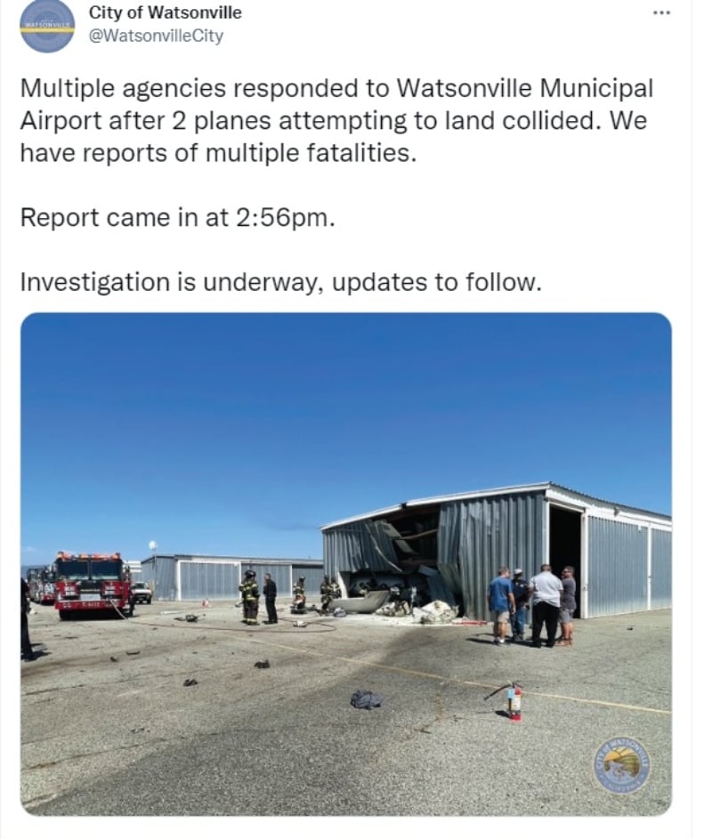 Aviones chocan aeropuerto California: "Tenemos informes de múltiples muertes"