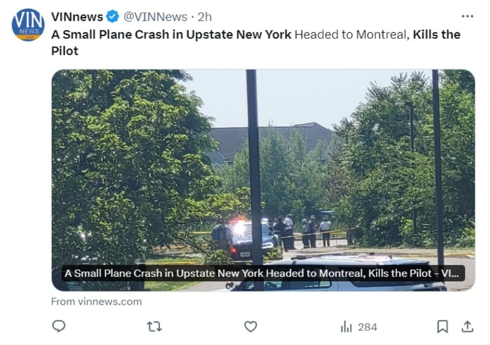 accidente avioneta Nueva York, Autoridad Federal de Aviación, Albany, Montreal, MundoNOW