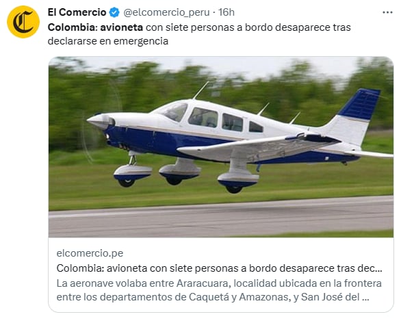 Colombia plane disappears