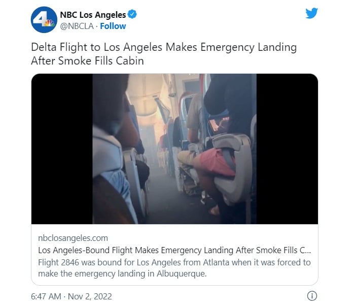 cabin smoke plane emergency landing