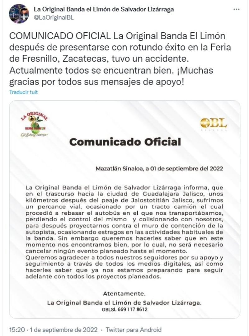 "Actualmente todos se encuentran bien"