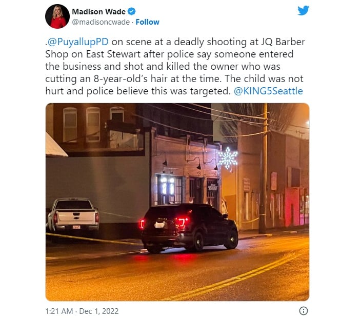 Shooting breaks out in barbershop and hairdresser is murdered while cutting a child's hair
