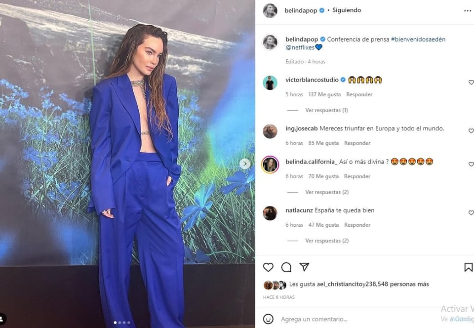 Belinda wears a transparent dress