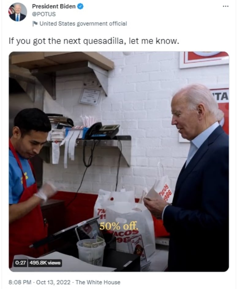 Joe Biden taqueria quesadilla: Sorprende con inesperado gesto