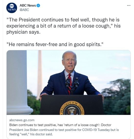 Nuevo informe médico: Biden sigue dando positivo al Covid-19