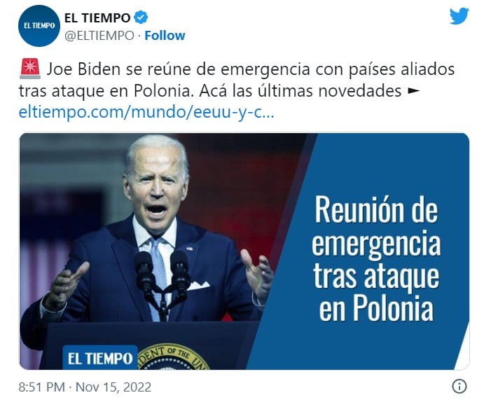 Biden ofrece su ayuda a Polonia ante supuesto ataque ruso
