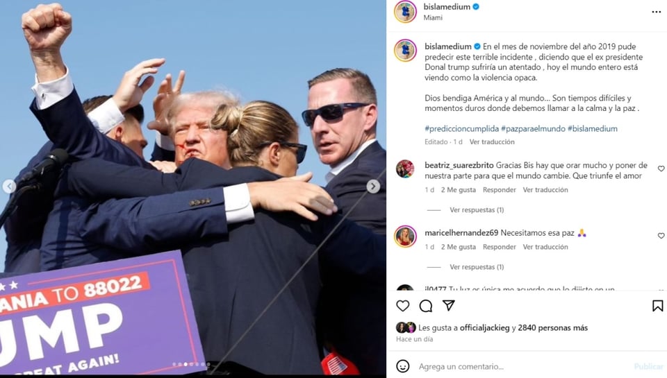 Bis la Medium Trump, redes sociales, Instagram, publicación, MundoNOW