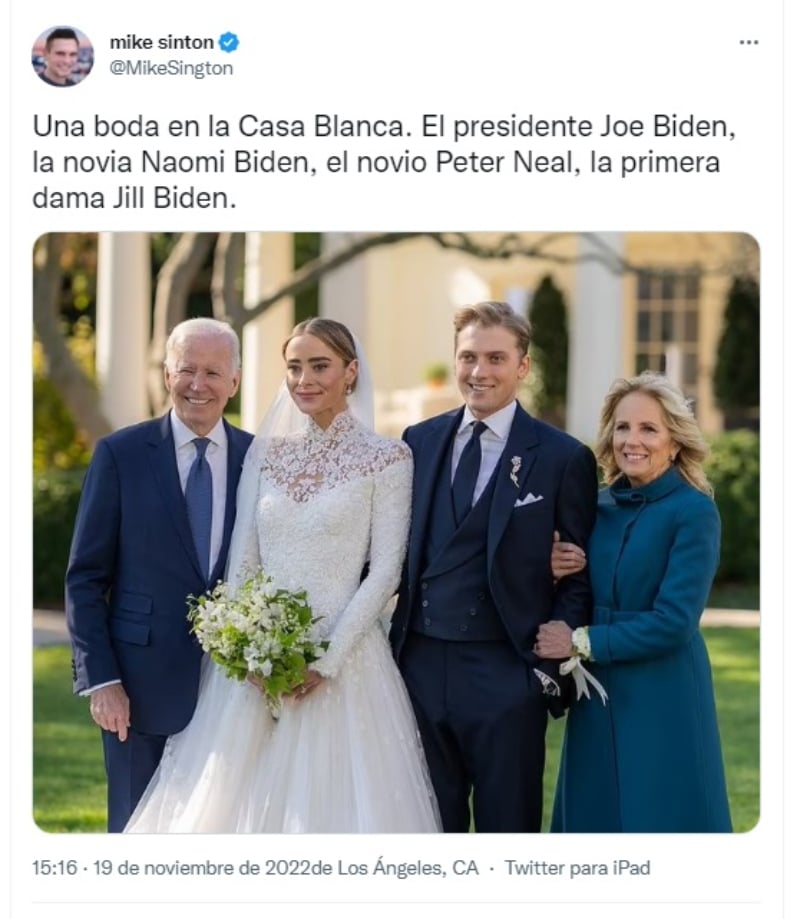 Naomi Biden se deja ver con su vestido en la boda