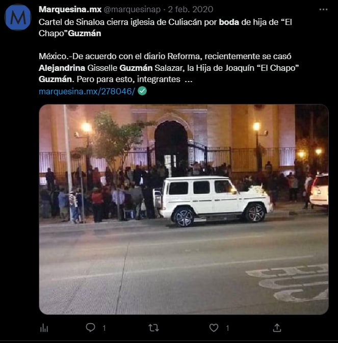 La boda de la hija del Chapo Guzmán fue a puerta cerrada