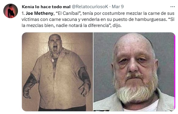 Asesino serial carne hamburguesas