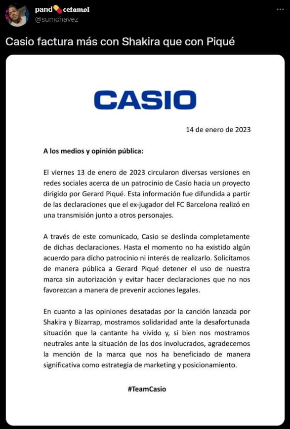Casio lanza un "supuesto" comunicado
