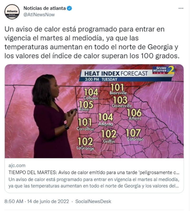 Alerta calor Georgia : Tormenta severa