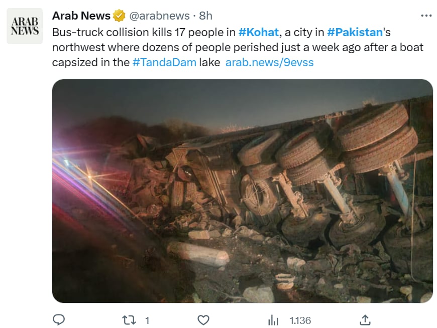 Choque autobús camión Pakistán