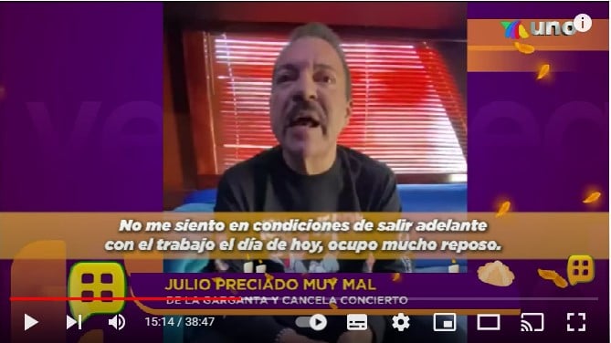 La garganta del cantante mexicano se ha visto sumamente afectada