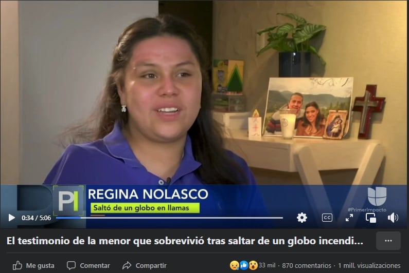 Niña sobreviviente accidente globo