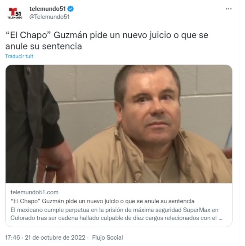 Chapo Guzmán pide un nuevo juicio